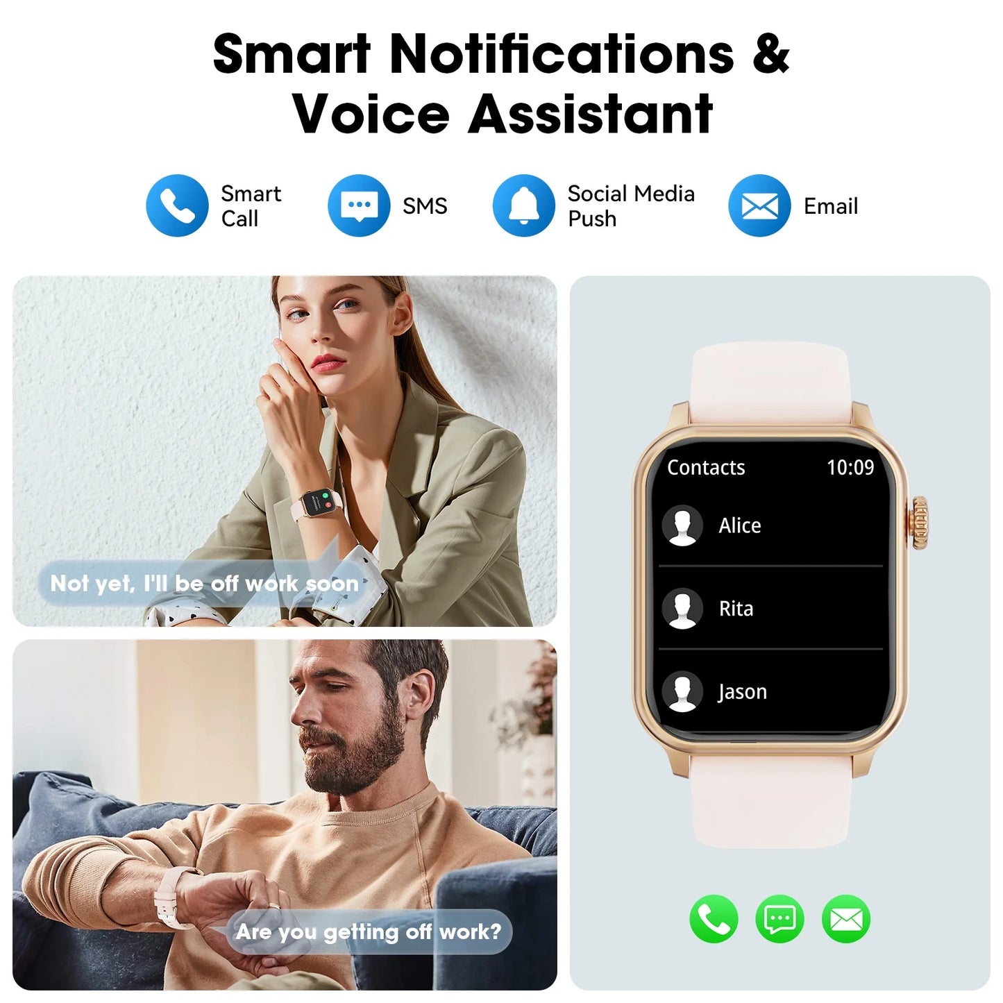 2025 New Extra Long Battery Smartwatch (Answer/Make Calls/600Mah/ 100+ Sport Modes), 1.85-Inch, with Activity Fitness Tracker, Fits for Android and Iphone Devices(Pink)